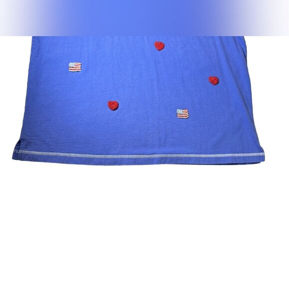 Quacker Factory Vinatage Beaded American Flag Heart V-neck T-Shirt Woman’s XL - Picture 5 of 10